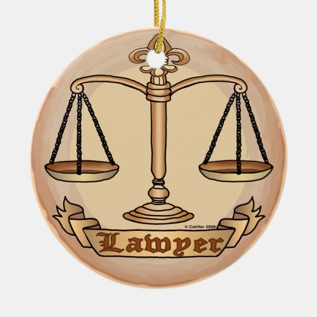Lawyer Justice Scales Ceramic Tree Decoration (Front)