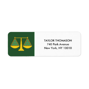 Lawyer Law Office Christmas Return Address Label