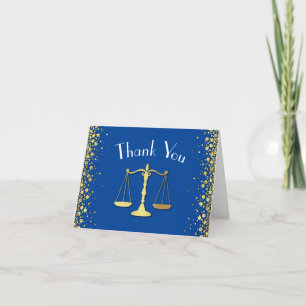 Lawyer Law School Blue Gold Graduation Party Thank You Card