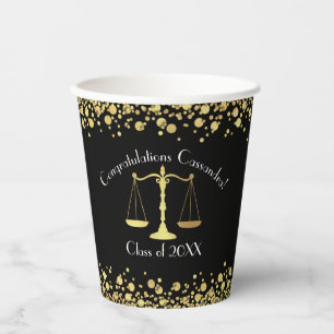 Lawyer Law School Graduation Party Black Gold Paper Cups