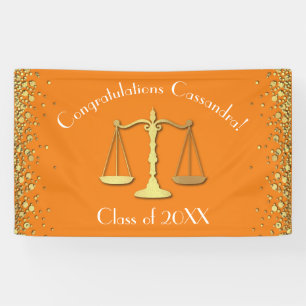Lawyer Law School Graduation Party Gold Orange Banner
