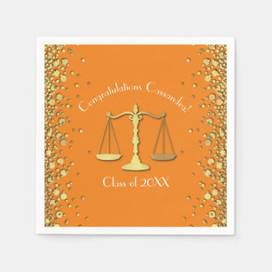 Lawyer Law School Graduation Party Gold Orange Napkin
