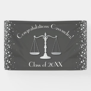 Lawyer Law School Graduation Party Grey Silver Banner