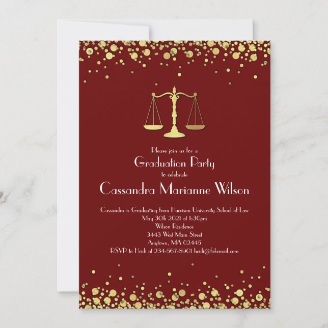 Lawyer Law School Graduation Party Invitation (Front)