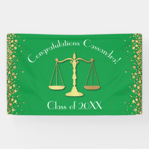 Lawyer Law School Green Gold Graduation Party Banner