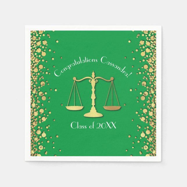 Lawyer Law School Green Graduation Party Napkin (Front)