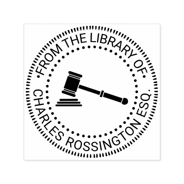 Lawyer Legal Court Gavel Library Book Name Self-inking Stamp (Design)