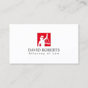 Lawyer Modern Red Lady Justice Logo Attorney Business Card