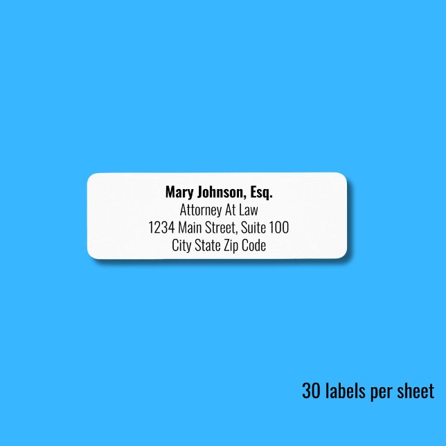 Lawyer Name Bold Job Title Business Return Address Label (Creator Uploaded)