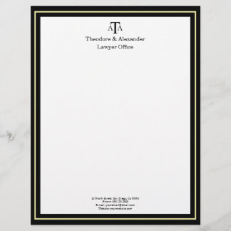 Lawyer Office Black Modern Custom Letterhead