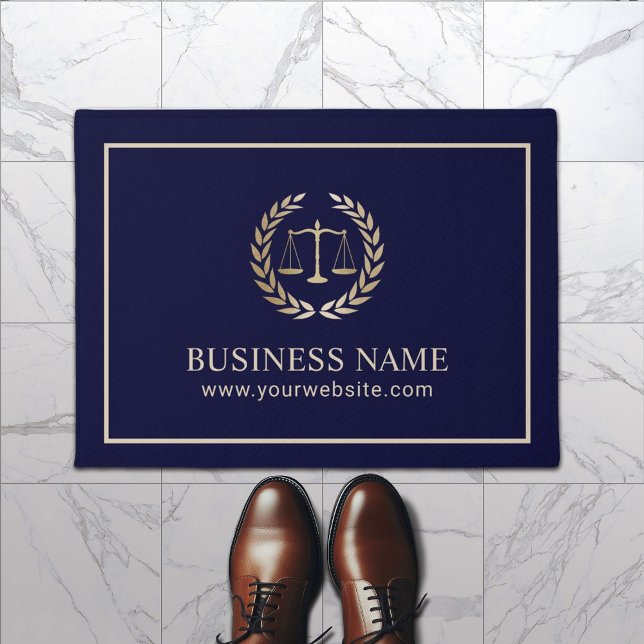 Lawyer Office Modern Navy & Gold  Doormat (Creator Uploaded)
