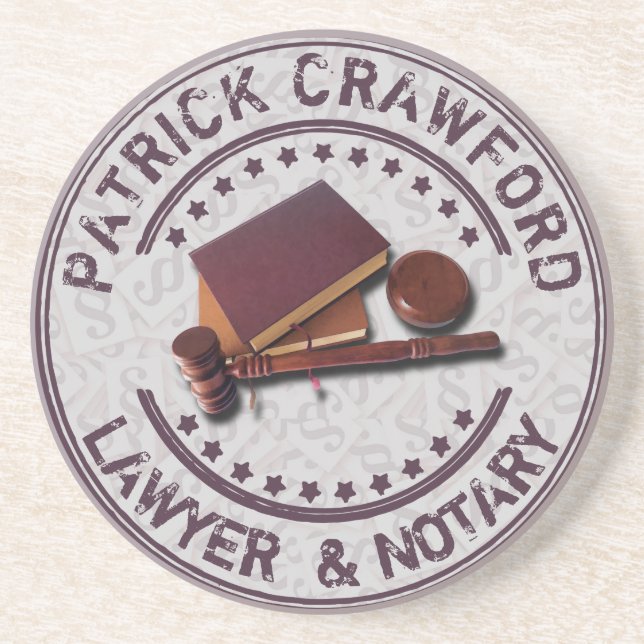 Lawyer Or Notary Office With Judge Hammer And Name Coaster (Front)