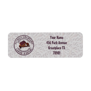 Lawyer Or Notary Office With Judge Hammer And Name Return Address Label