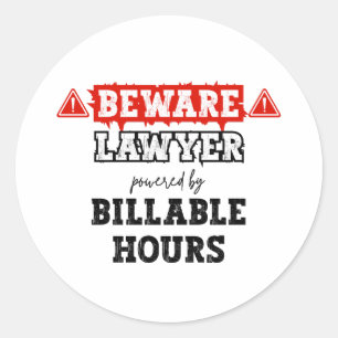 Lawyer Powered By Billable Hours Funny Attorney Classic Round Sticker
