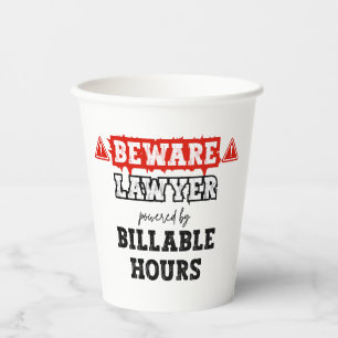 Lawyer Powered By Billable Hours Funny Attorney Paper Cups