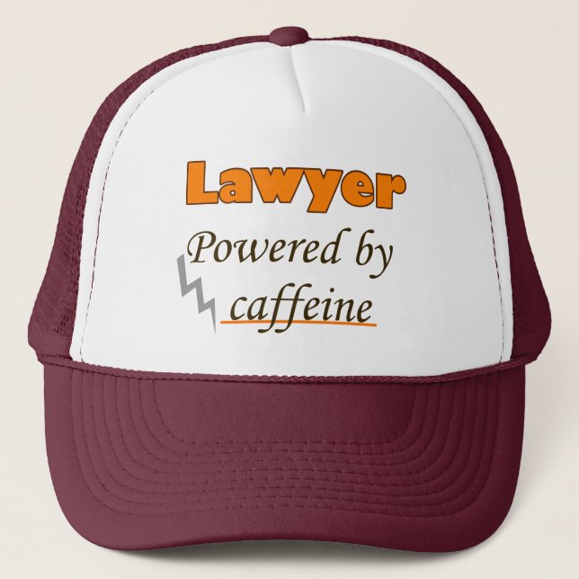 Lawyer Powered by caffeine Trucker Hat (Front)