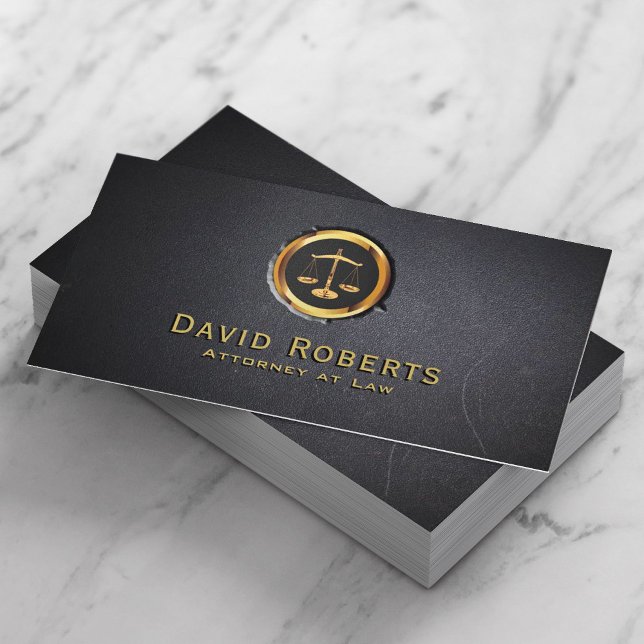 Lawyer Professional Gold Scale Logo Black Business Card (Creator Uploaded)