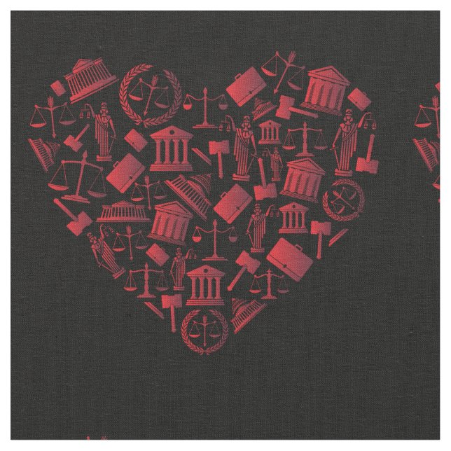 Lawyer Red Heart - Love Law Grunge Art Fabric (Close Up)