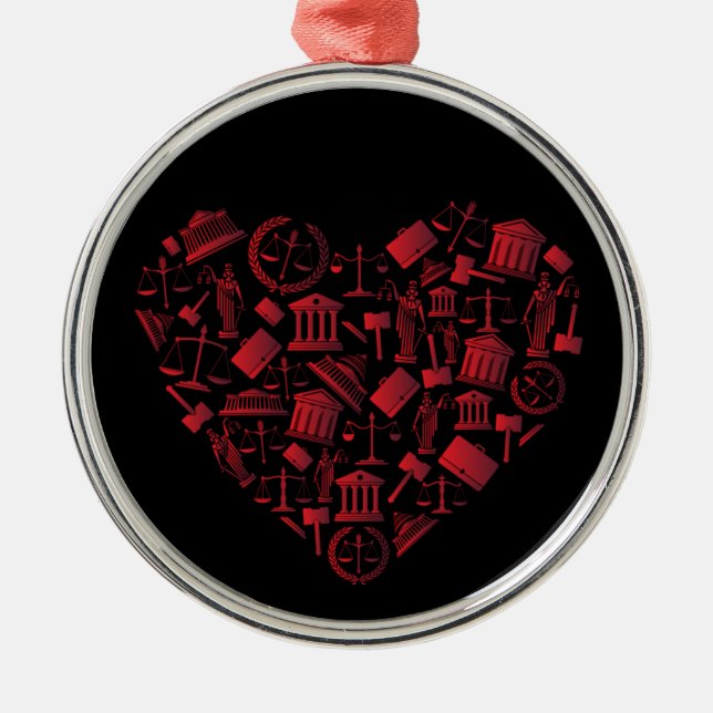 Lawyer Red Heart - Love Law Grunge Art Metal Ornament (Front)