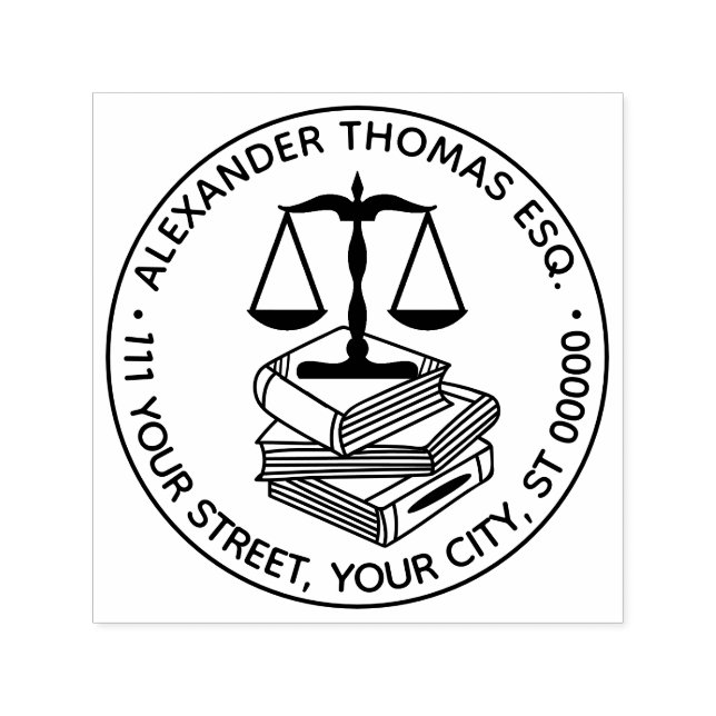 Lawyer Scales of Justice #2 Law Books Name Address Self-inking Stamp (Design)