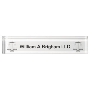 Lawyer Scales of Justice Desk Nameplate