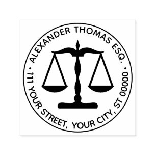 Lawyer Scales of Justice Law Legal #2 Name Address Self-inking Stamp