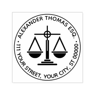 Lawyer Scales of Justice Law Legal Name Address Self-inking Stamp