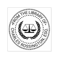 Lawyer Scales of Justice Seal #4 Library Book Name