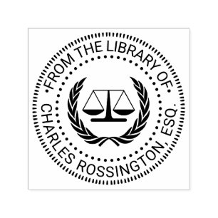 Lawyer Scales of Justice Seal #4 Library Book Name Self-inking Stamp