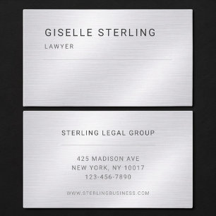 Lawyer Silver Metallic Professional Business Card