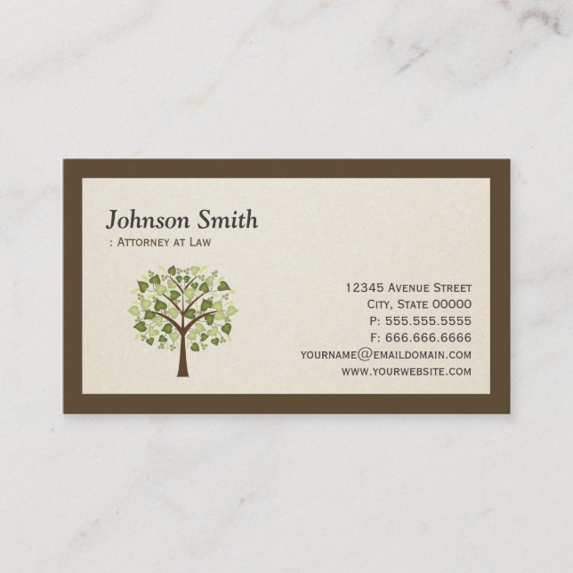 Lawyer - Simple Elegant Tree of Life Symbol Business Card (Front)