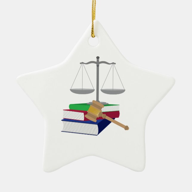 Lawyer Symbols Ceramic Tree Decoration (Front)