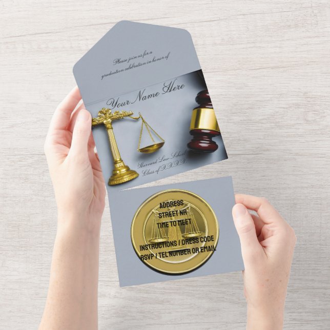 Lawyer-themed invitation and congratulation card (Tearaway)