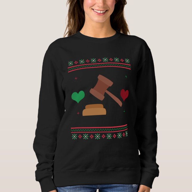 Lawyer Ugly Christmas Sweater Judge Attorney (Front)