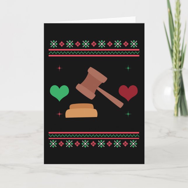 Lawyer Ugly Christmas Sweater Judge Attorney Card (Front)
