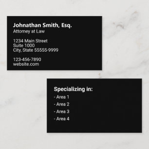 Lawyer's Name in Bold Black and White Double-Sided Business Card