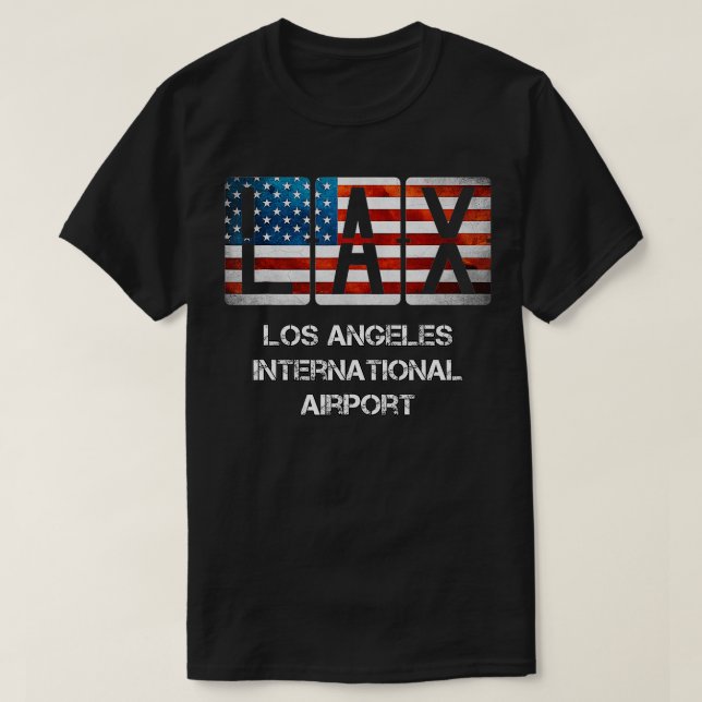LAX Airport Los Angeles Distressed American Flag C T-Shirt (Design Front)