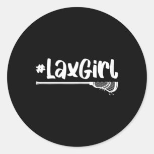 Lax Girl Lacrosse Player Stick Team Ball Sport Gam Classic Round Sticker