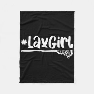 Lax Girl Lacrosse Player Stick Team Ball Sport Gam Fleece Blanket