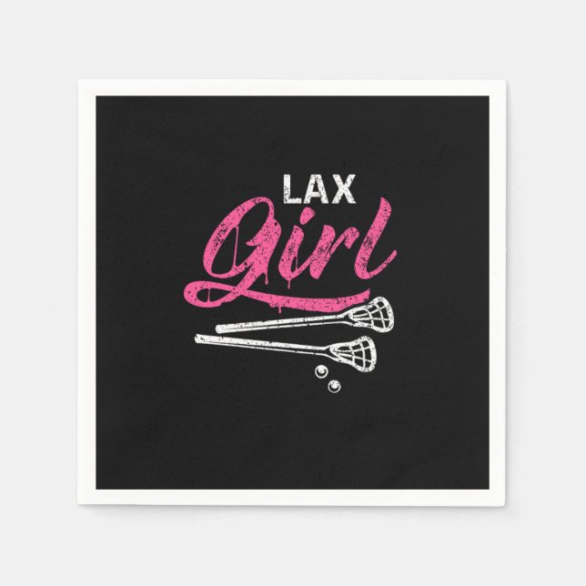 Lax Girl Lacrosse Stick Lacrosse Player Napkin (Front)