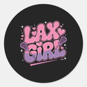 Lax Girl Lacrosse Stick Player Mum Goalie Wife Wom Classic Round Sticker