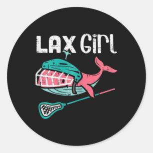 Lax Girl Lacrosse Whale Cute Sport Player Goalie G Classic Round Sticker