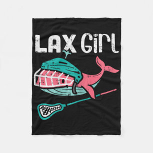 Lax Girl Lacrosse Whale Cute Sport Player Goalie G Fleece Blanket