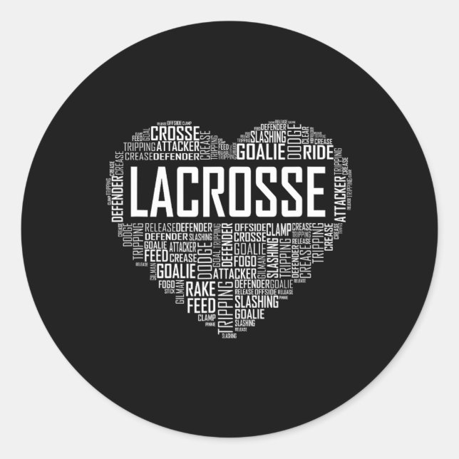 Lax Lacrosse Heart Love Player Lover Gift  Classic Round Sticker (Front)