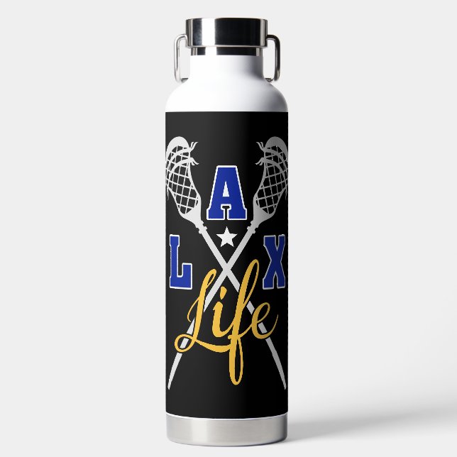 LAX Life / Custom Colours / Personalised Lacrosse Water Bottle (Front)