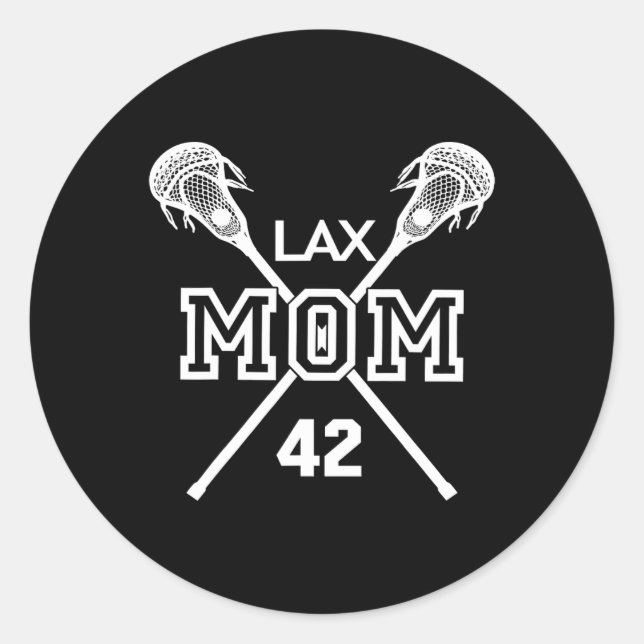 Lax Mum #42 Lacrosse Mum Player Number 42 Mother's Classic Round Sticker (Front)