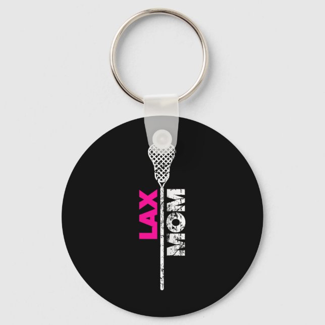 Lax Mum Lacrosse Pink Accent  Key Ring (Front)