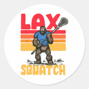 Lax Squatch! Bigfoot Lacrosse Player Retro Sasquat Classic Round Sticker