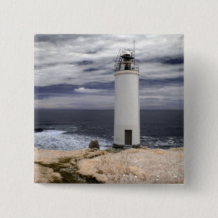 Laxe Lighthouse Galicia, Spain 15 Cm Square Badge