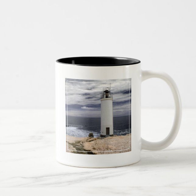 Laxe Lighthouse | Galicia, Spain Two-Tone Coffee Mug (Right)